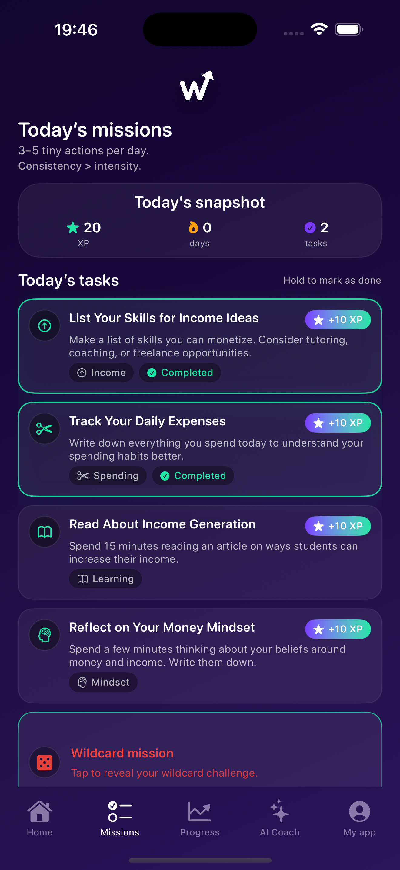 Daily missions preview