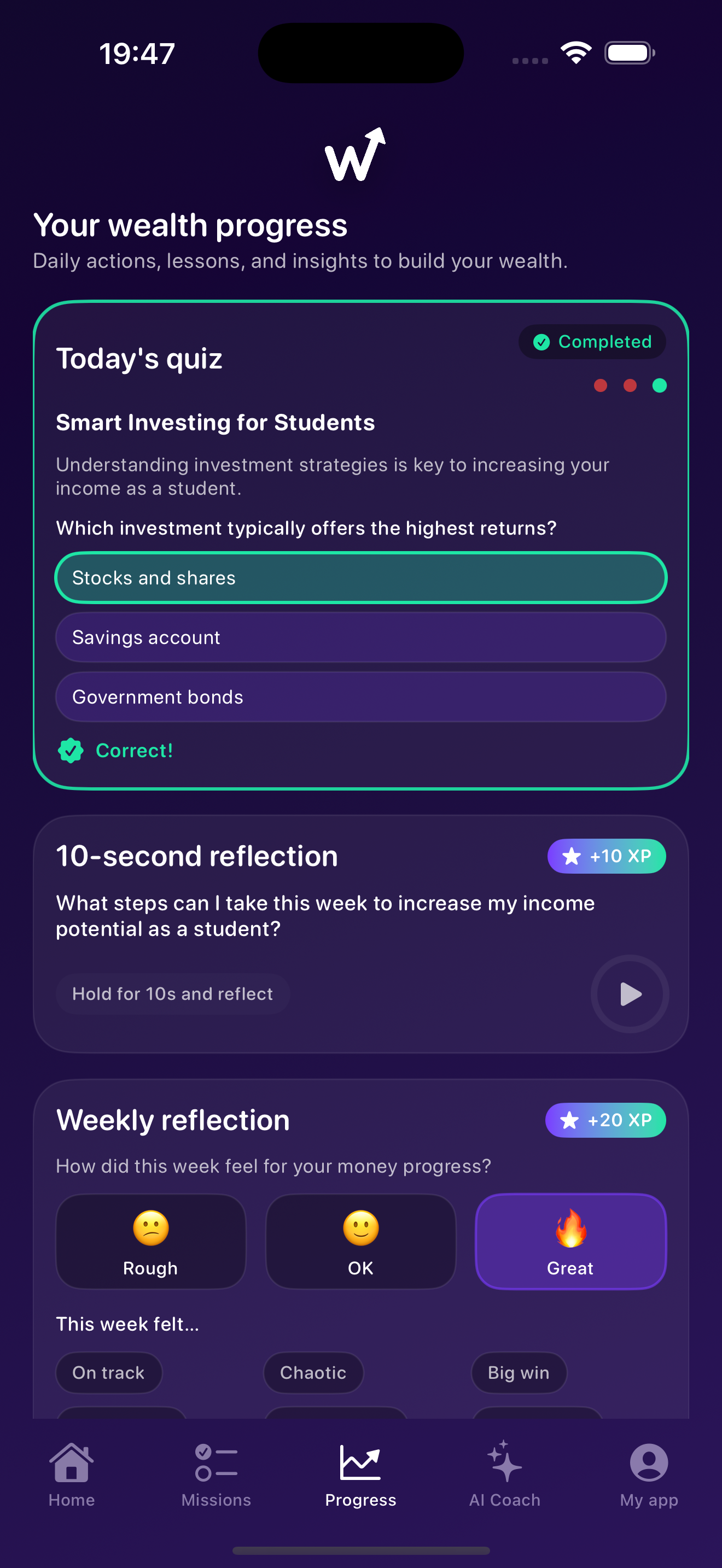 Progress page preview